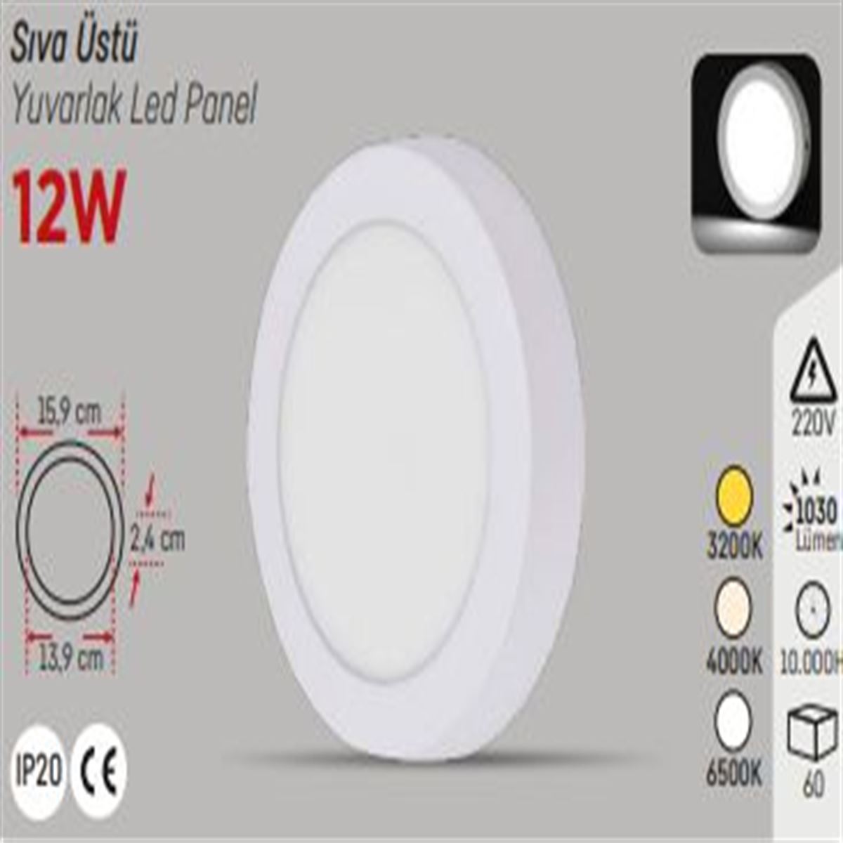 YCL EKO 12W.S.Ü.YUVARLAK PANEL 4000K 1
